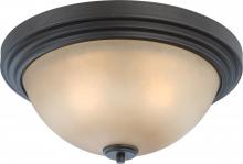 Nuvo 60/4132 - 3-Light Flush Mount Lighting Fixture in Dark Chocolate Bronze Finish with Saffron Glass