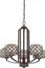 Nuvo 60/4565 - Margaux - 5 Light Chandelier w/ Chestnut Glass