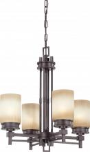 Nuvo 60/4607 - Wright - 4 Light Chandelier w/ Amaretto Glass