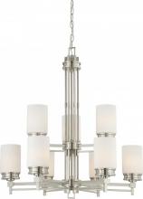 Nuvo 60/4709 - 9-Light Brushed Nickel Chandelier with White Satin Glass