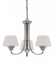 Nuvo 60/5224 - 3-Light Brushed Nickel Chandelier with White Satin Glass