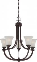 Nuvo 60/5315 - 5-Light Georgetown Bronze Chandelier with Frosted Ribbed Glass