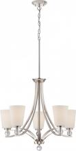 Nuvo 60/5495 - Connie - 5 Light Chandelier with Satin White Glass - Polished Nickel Finish