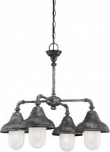 Nuvo 60/5538 - 4-Light Chandelier in Industrial Iron Finish with Frosted Glass