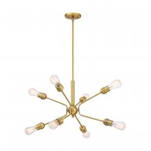 Nuvo 60/6925 - Faraday - 8 Light Pendant -Brushed Brass Finish