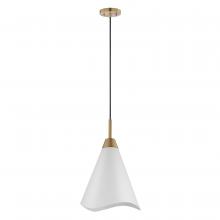 Nuvo 60/7474 - Tango; 1 Light; Medium Pendant; Matte White with Burnished Brass