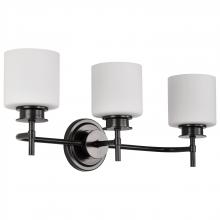 Nuvo 60/8033 - Warren; 3 Light Vanity; Gun Metal with Satin White Glass