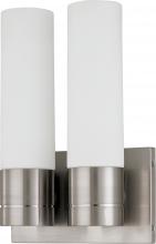 Nuvo 62/2938 - Link - 2 Light (Twin) LED Tube Wall Sconce with White Glass; Brushed Nickel Finish