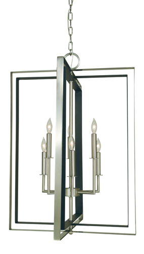 6-Light Polished Nickel/Matte Black Symmetry Chandelier