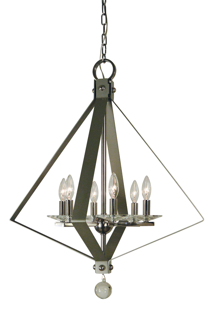 6-Light Polished Nickel/Matte Black Ice Chandelier