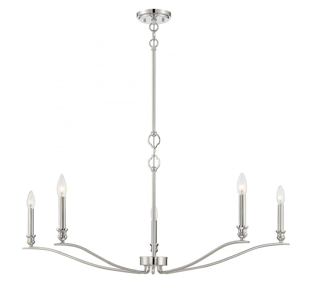 5-Light Chandelier in Polished Nickel