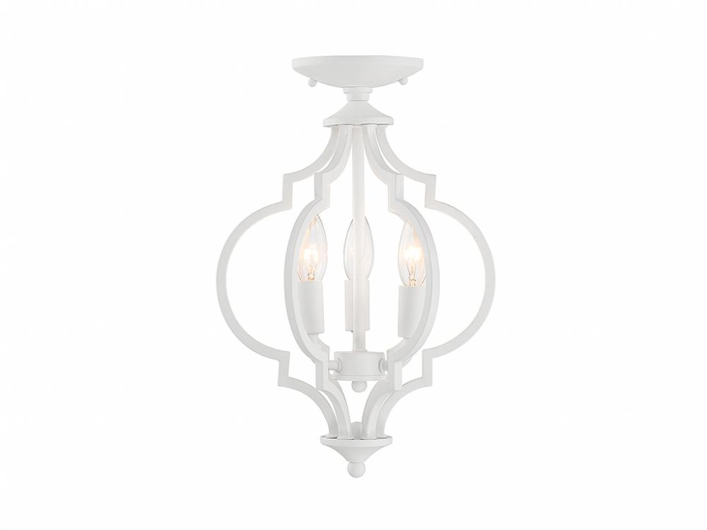 3-Light Convertible Semi-Flush or Pendant in Bisque White