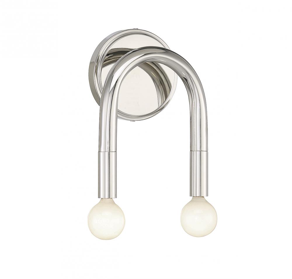 2-Light Wall Sconce in Polished Nickel