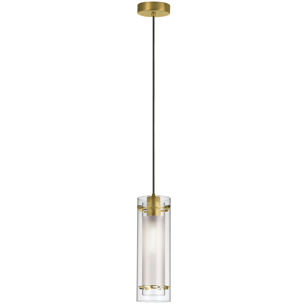 1 Light Incandescent Pendant, Aged Brass with Clear / Frosted Glass