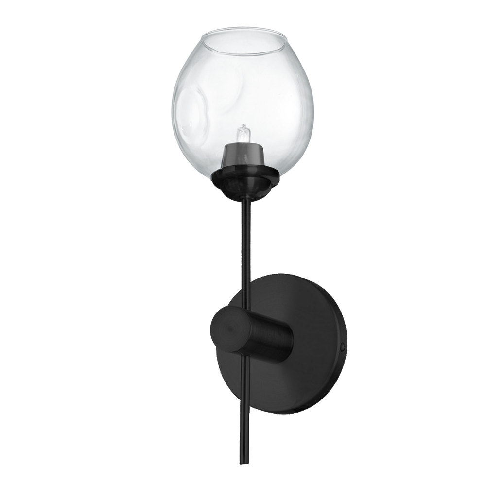 1 Light Halogen Matte Black Vanity Light w/ Clear Glass