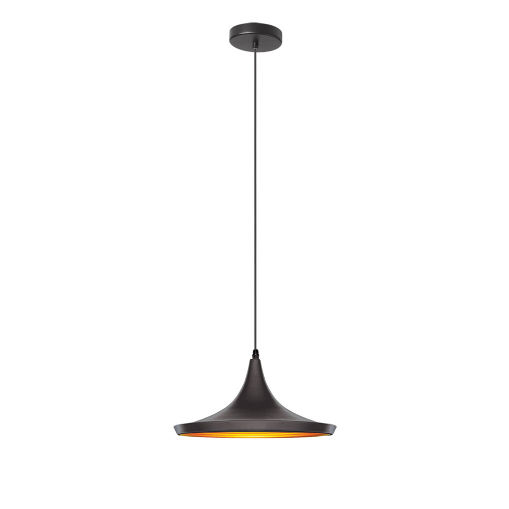 1 Light Pendant, Matte Black / Gold