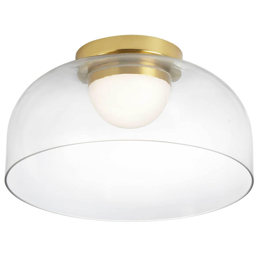 10W LED Nadine Flush Mount Aged Brass w/ Clear Glass