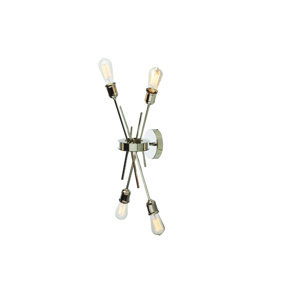 4 Light Wall Sconce, Burnished Chrome Finish