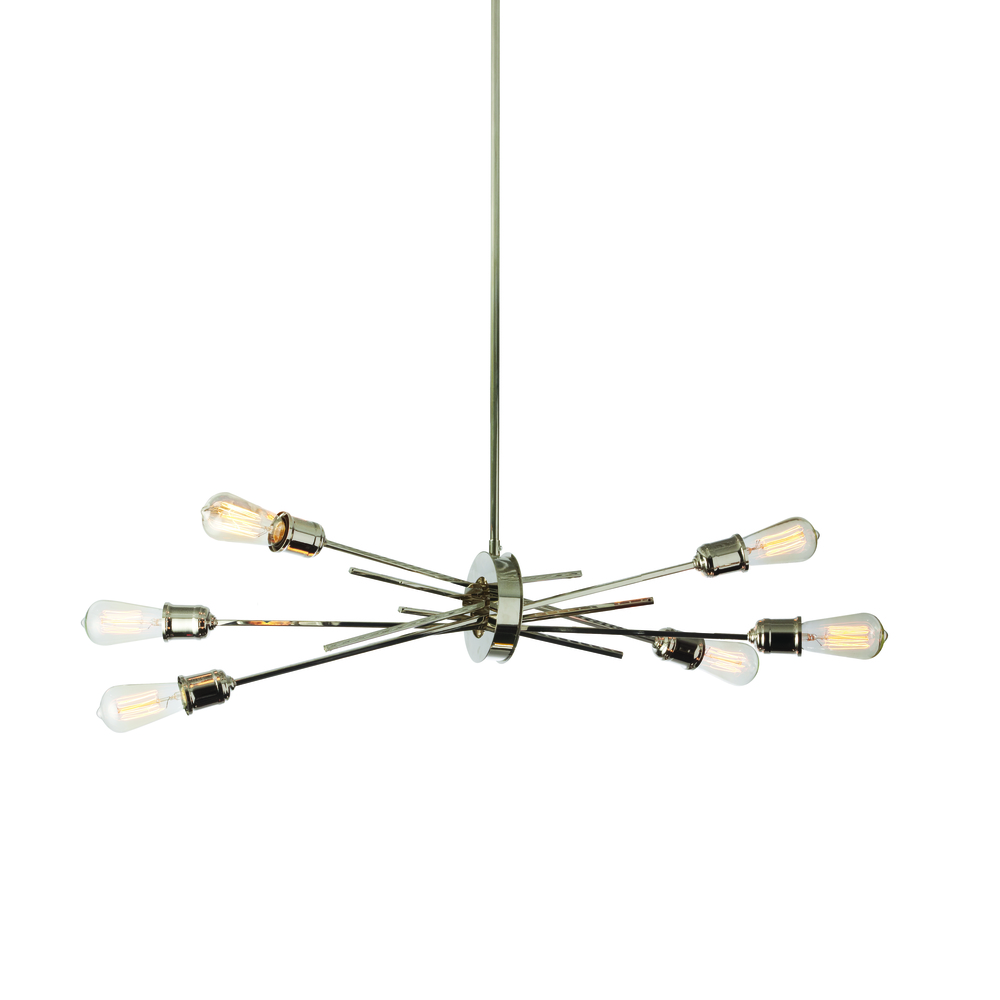 6 Light Horizontal Pendant, Burnished Chrome Finish