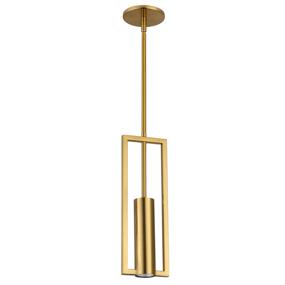 1 Light Halogen Pendant, Aged Brass