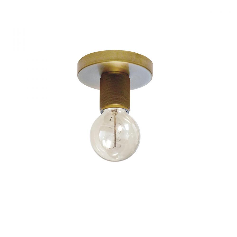 1 Light Incandescent Flush Mount, Aged Brass