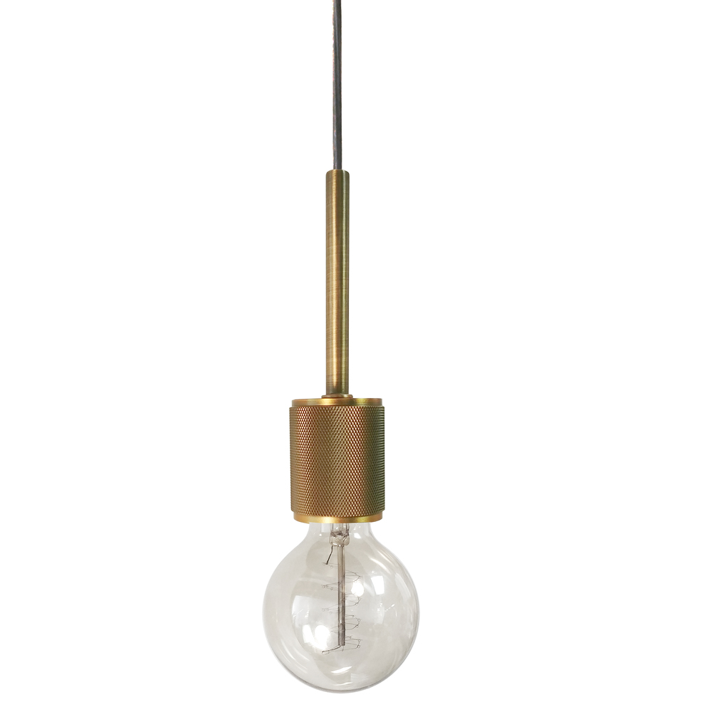 1 Light Incandescent Pendant, Aged Brass