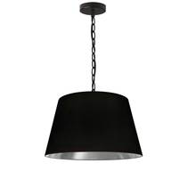 Dainolite BRY-S-BK-697 - 1LT Brynn Small Pendant, BLK/SV Shade, Black