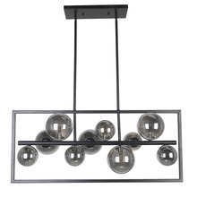 Dainolite GLA-3310HP-MB - 10 Light Halogen Horizontal Pendant Matte Black Finish with Smoked Glass