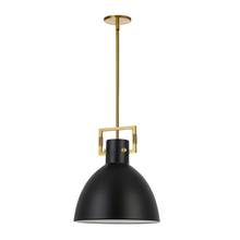 Dainolite LBY-141P-MB-AGB - 1 Light Incandescent Pendant, Aged Brass w/ Matte Black Metal Shade