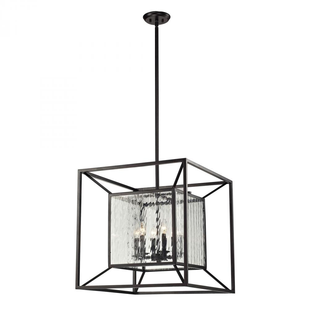 Cubix 6 Light Pendant In Oiled Bronze And Clear