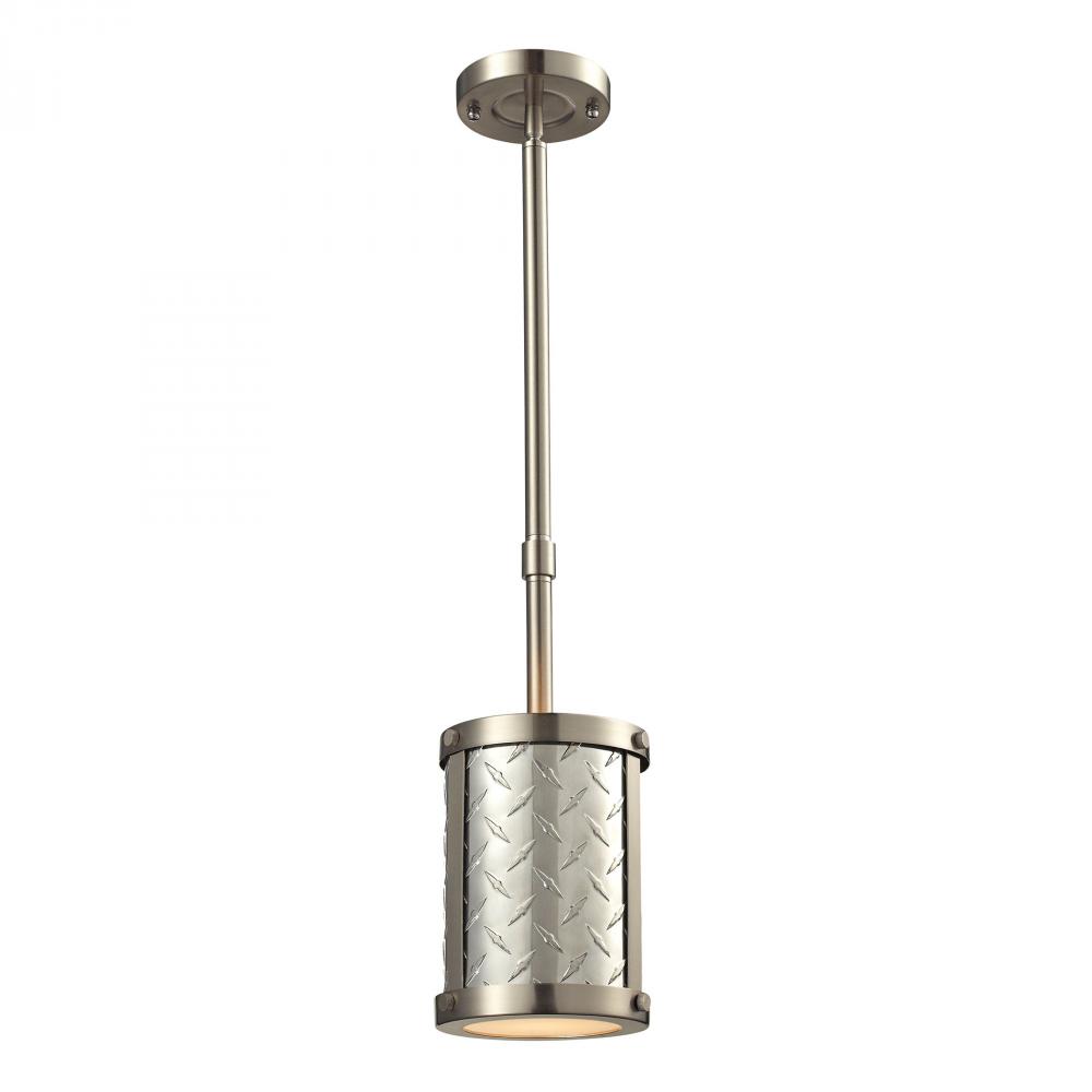 Diamond Plate 1 Light Mini Pendant In Brushed Ni