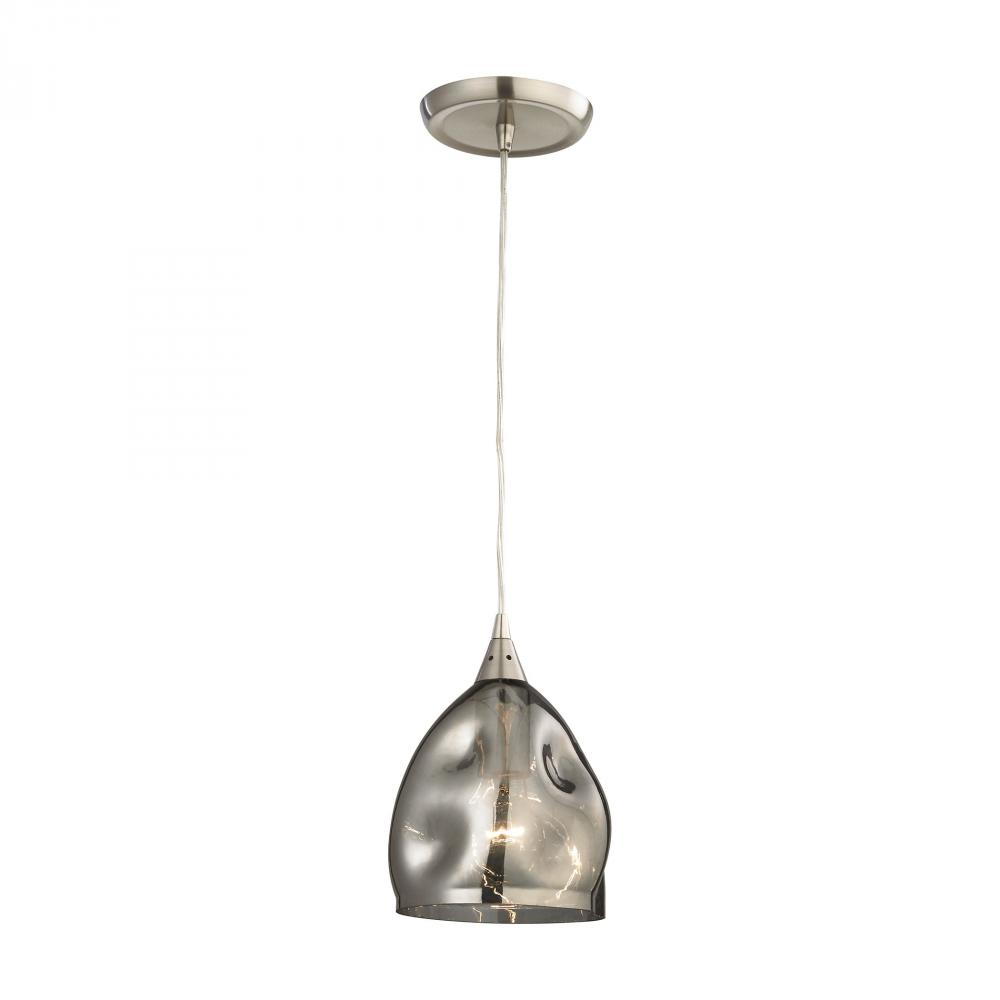 Niche 1 Light Pendant In Satin Nickel And Black