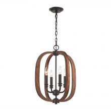 ELK Home 32140/4 - Wood Arches 4-Light Chandelier in Oil Rubbed Bronze with Red Oak