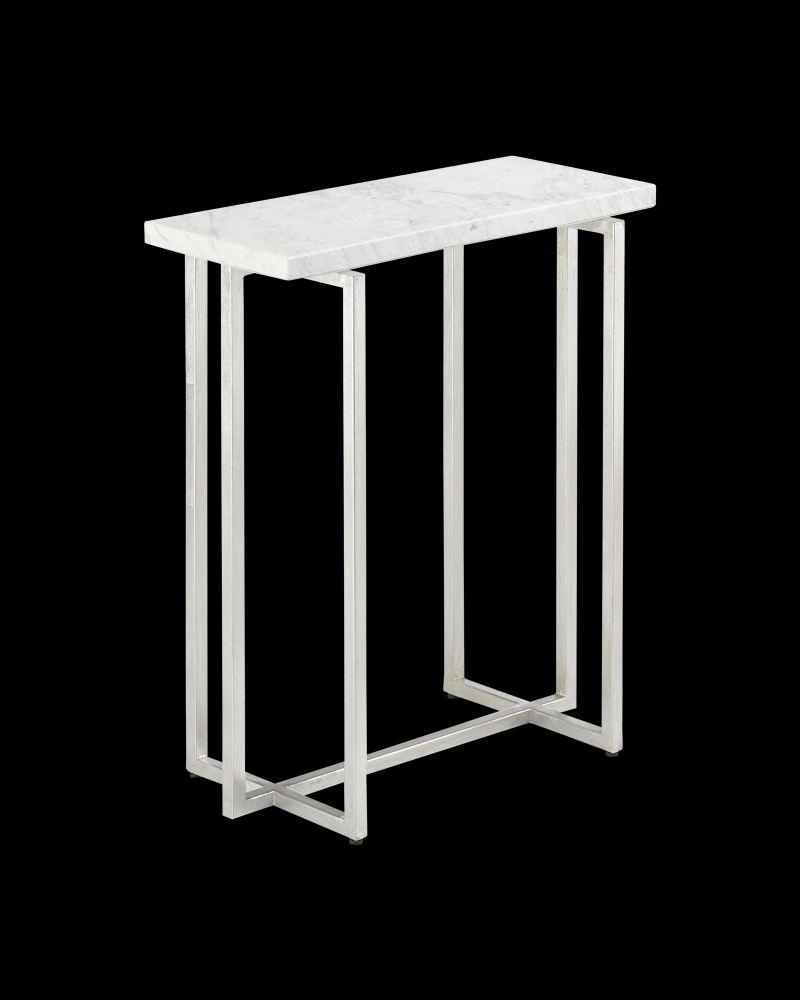 Cora White Marble Accent Table